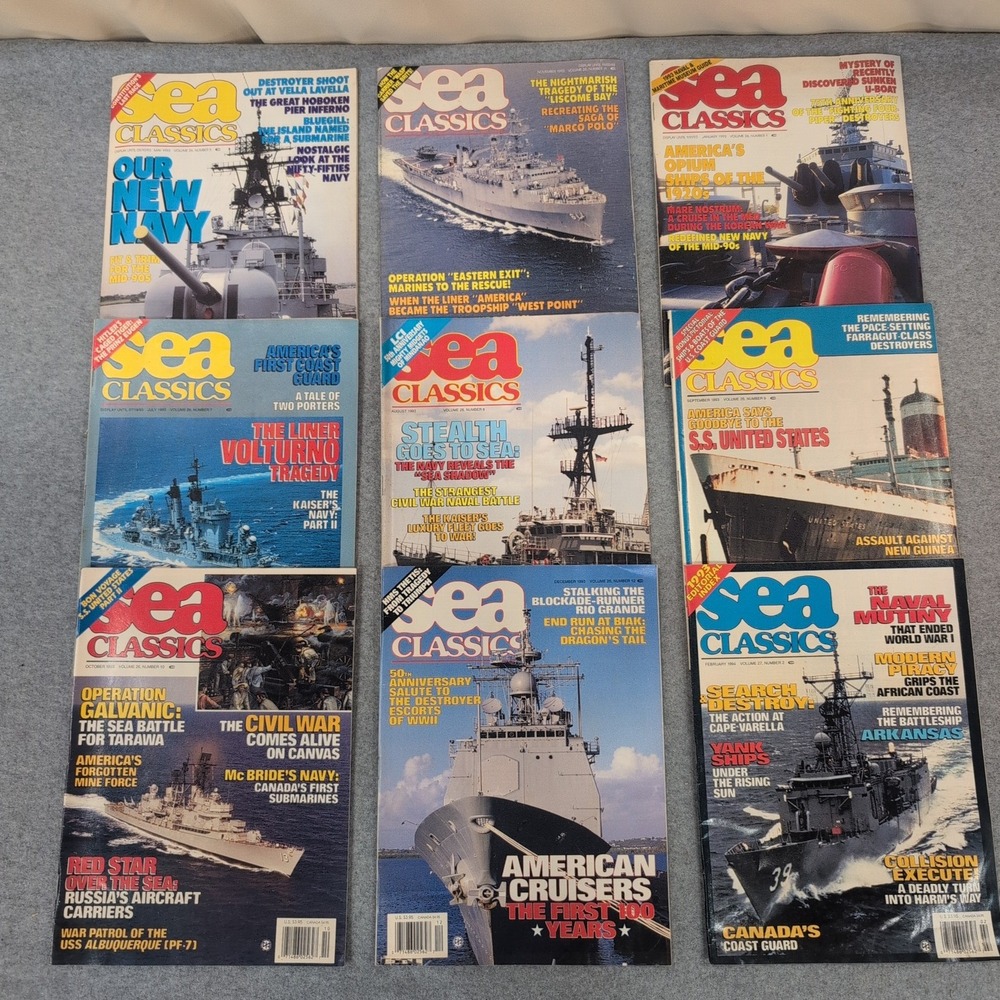Sea Classics Magazine Lot 9 Issues 1993-1994 Naval Maritime History Warships - Picture 1 of 1